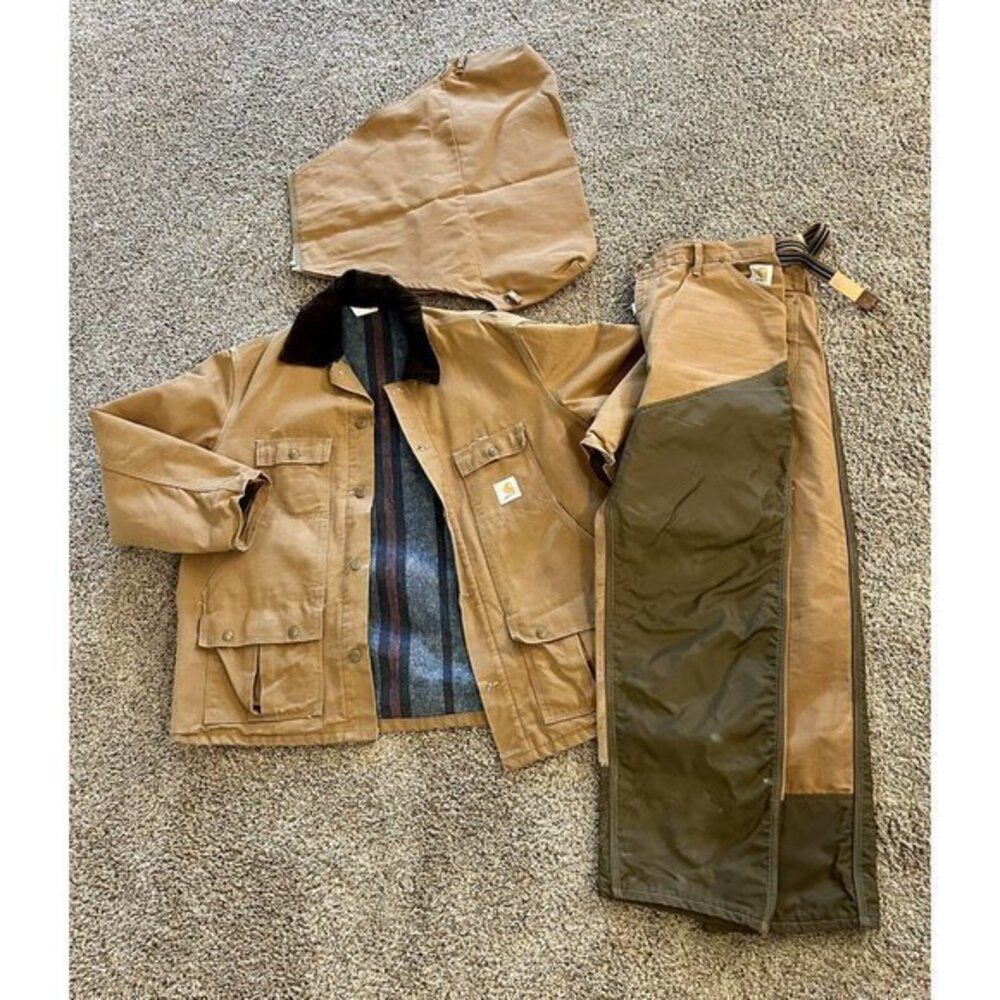 vtg Carhartt hunting jacket USA made blanket lined Game Bag CB256 w/ pants wu256